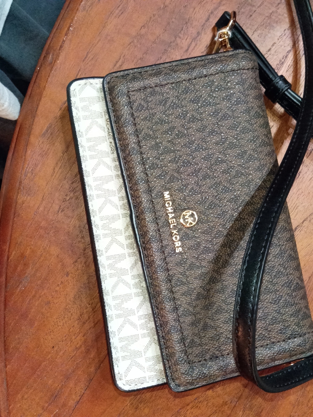 Michael Kors Brown and Black Logo Crossbody/Wallet
